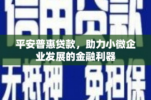 积石山平安普惠贷款，助力小微企业发展的金融利器