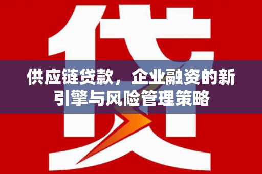 积石山供应链贷款，企业融资的新引擎与风险管理策略