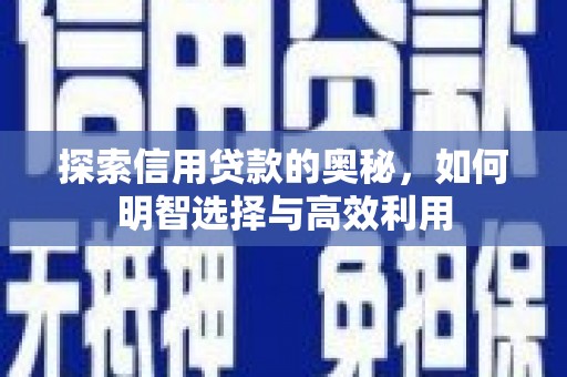积石山探索信用贷款的奥秘，如何明智选择与高效利用