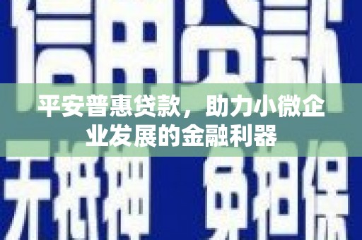 积石山平安普惠贷款，助力小微企业发展的金融利器