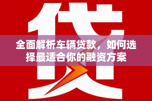 积石山全面解析车辆贷款，如何选择最适合你的融资方案